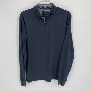 Porter & Ash Men's Navy Quarter Zip Collared Long Sleeve Pullover Sweater Size L